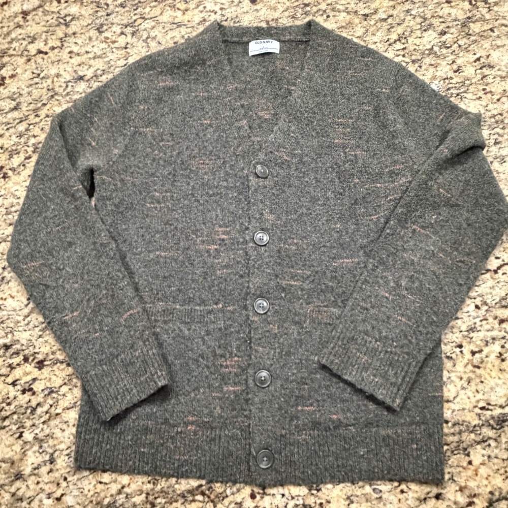 Old Navy Mens‎ Go-Recycled V-Neck Cardigan Sweater Gray Space Dye Size M
